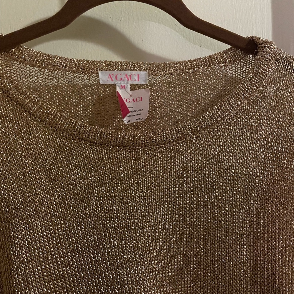 Cropped Metallic Sweater-rose gold